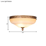 Country Bronze Flush Mount Ceiling Light With Frosted Glass And 3/5 Lights - 14’/16.5’/20’ Width