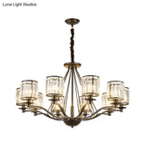 Country Living Room Black Drum Crystal Pendant Chandelier Light Fixture