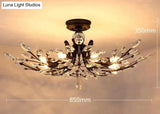 Country Retro Living Room Lamp Crystal Wrought Iron Ceiling