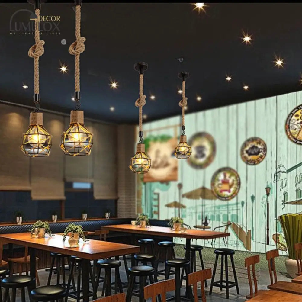 Country Style Dome Cage Restaurant Ceiling Hanging Light Pendant Lighting