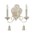 Countryside Wood Wall Sconce Light With 2 Candle-Style Lights In Black And White For Living Room