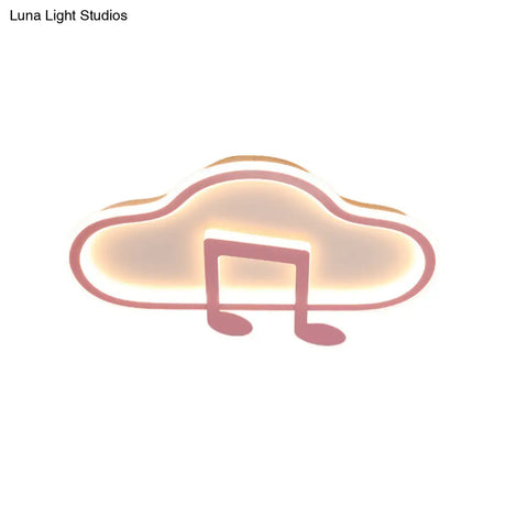 Creative Kids White/Pink Cloud Flush Light Fixture - 19.5’/23.5’ Wide Led Ceiling Lamp With
