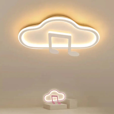 Creative Kids White/Pink Cloud Flush Light Fixture - 19.5’/23.5’ Wide Led Ceiling Lamp With
