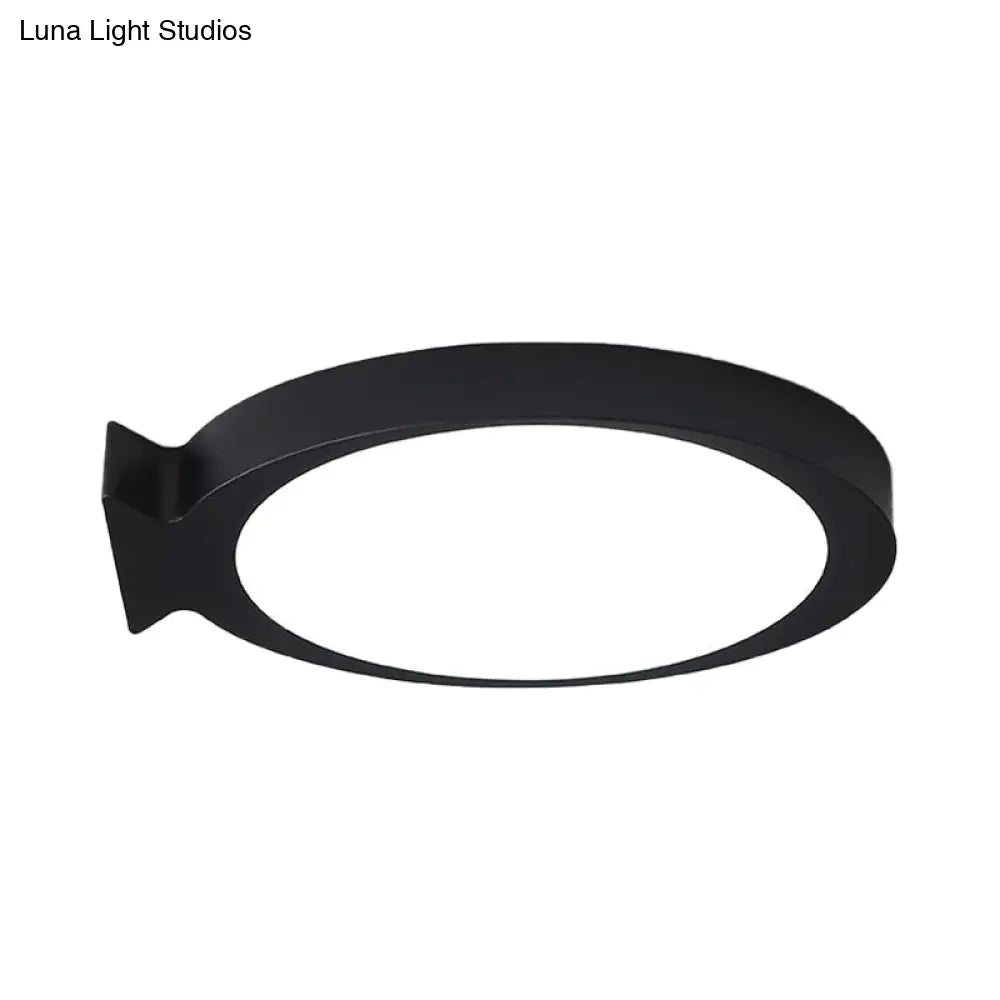 Creative Led Fish Flushmount Ceiling Lamp For Kindergarten Bathrooms - Acrylic Oval Design