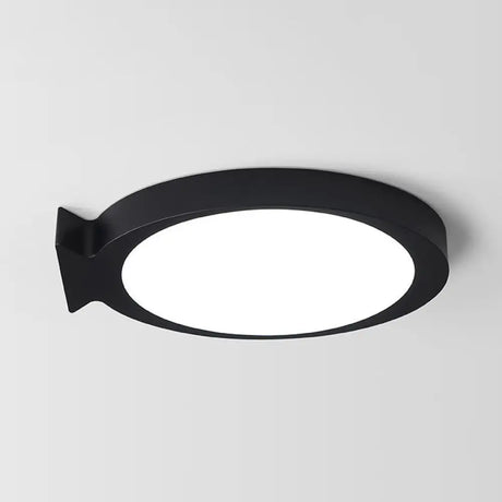 Creative Led Fish Flushmount Ceiling Lamp For Kindergarten Bathrooms - Acrylic Oval Design Black /
