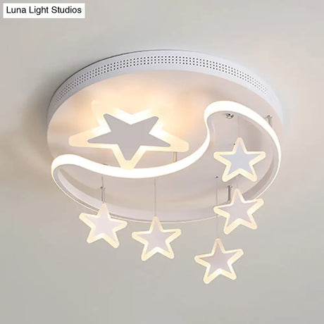 Creative Moon And Star Acrylic Flush Ceiling Light Fixture - 1 Flush-Mount
