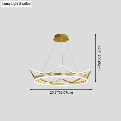 Crown Suspension Pendant Light For Kids Bedroom With Metallic Finish