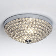 Crystal Bowl Flush Mount Ceiling Light Fixture For Elegant Dining Room - Chrome Finish