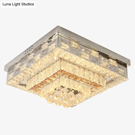 Crystal Ceiling Mount Led Flush Lamp With Contemporary Design