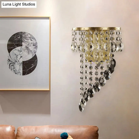Crystal Chain Wall Mounted Light Fixture - Minimalist Brass Corridor Sconce