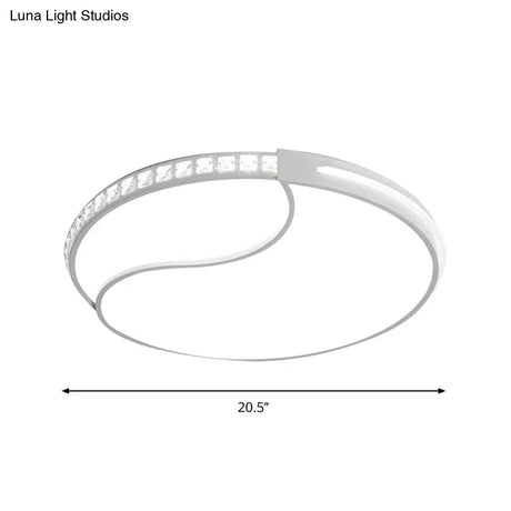 Crystal Circular Flush Mount Led Ceiling Light Fixture - 16.5’/20.5’/24.5’ Wide Contemporary