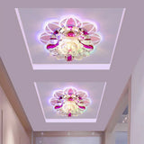 Crystal Clear Led Floral Flush Mount Ceiling Light / 3W Multi Color