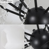 Crystal Drop Globe Ceiling Light Fixture With Rustic Metal And Multiple Heads For Living Room