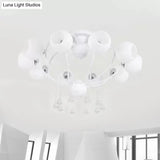 Crystal Drop Globe Ceiling Light Fixture With Rustic Metal And Multiple Heads For Living Room