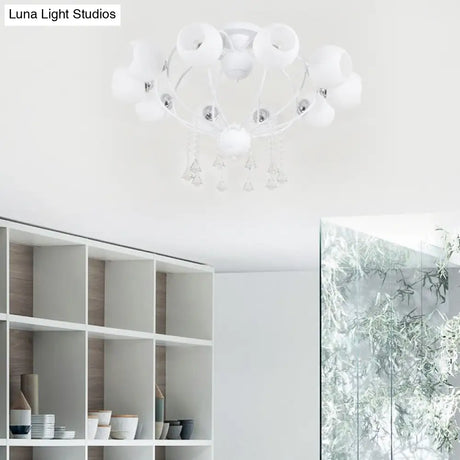 Crystal Drop Globe Ceiling Light Fixture With Rustic Metal And Multiple Heads For Living Room