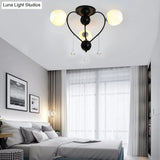 Crystal Drop Globe Ceiling Light Fixture With Rustic Metal And Multiple Heads For Living Room