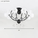 Crystal Drop Globe Ceiling Light Fixture With Rustic Metal And Multiple Heads For Living Room
