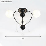 Crystal Drop Globe Ceiling Light Fixture With Rustic Metal And Multiple Heads For Living Room