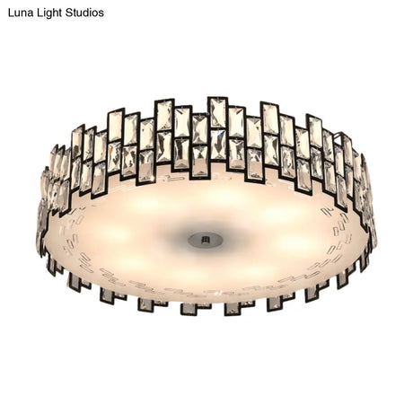 Crystal Embedded Drum Flush Mount Light - Contemporary Design 6/8 Heads 19.5’/23.5’ Width