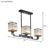 Crystal Island Chandelier Light - Traditional Black Square Dining Room Lamp