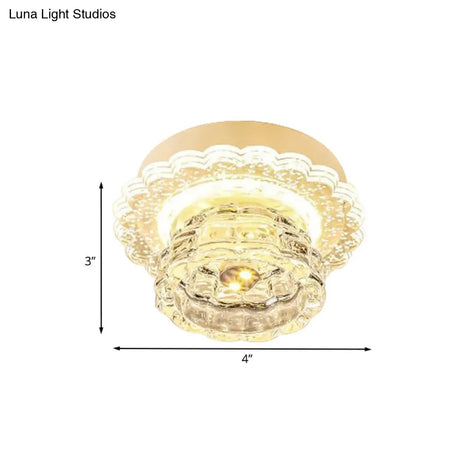 Crystal Led Flush Mount Ceiling Light: Simple Dome Recessed Lighting For Corridor