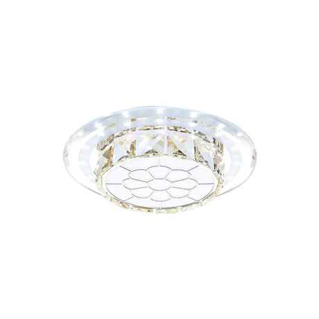 Crystal Led Flush Mount Hallway Lamp With Floral Pattern In Warm/White Light