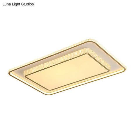 Crystal Led Golden Ceiling Mount Lamp - 2-Tier Geometric Shape Minimalist Design