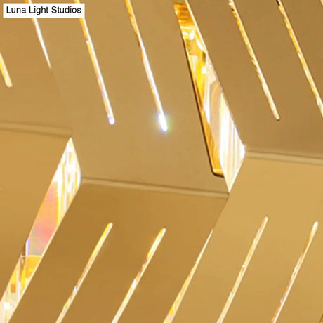 Crystal Led Linear Chandelier: Luxurious Gold Hanging Lamp For Living Room - 35.5/47 Long
