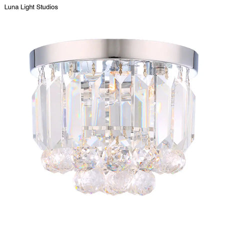 Crystal Mini Flush 2-Light Ceiling Fixture - Simple Design For Corridors Clear/Smoke Gray/Cognac