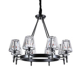 Crystal Pendant Chandelier With Farmhouse Charm And Hoop Design 8 / Black