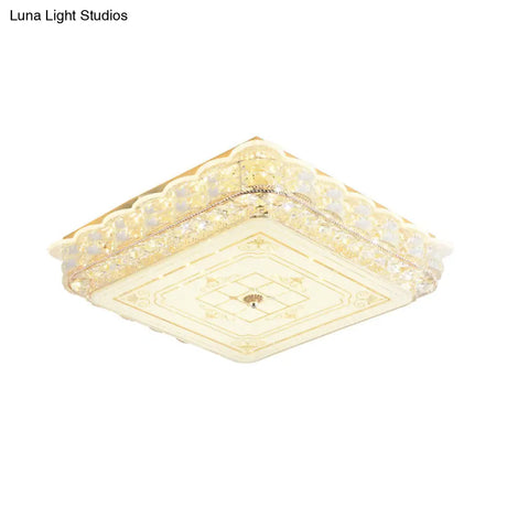 Crystal Shade Led Ceiling Light With Contemporary Gold Finish