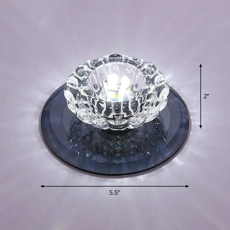 Crystal Simplicity Led Flush Mount Ceiling Light With Flower Corridor Design Black / White