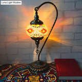 Curved Arm Retro Stained Glass Nightstand Lamp - White/Yellow/Orange