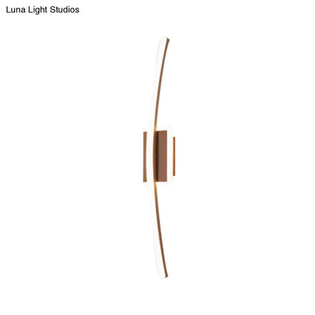 Curved Linear Aluminum Led Wall Sconce In Simplicity Gold/Coffee - Ideal Dining Room Lighting