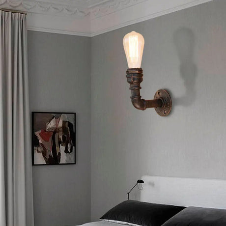 Curved Metal Wall Sconce Light With Industrial Style And Antique Bronze Finish For Bedroom