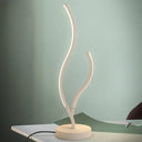 Curvy Acrylic Led Nightstand Lamp In Black/White With Metal Circle Base - Sleek Minimalist Task