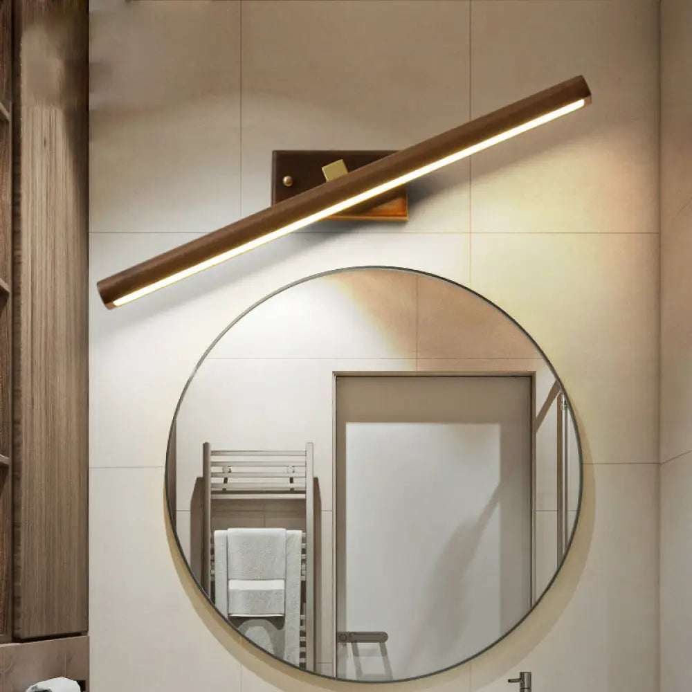 Dark Wood Nordic Linear Wall Sconce Bathroom Led Light With Acrylic Shade / 16 Natural