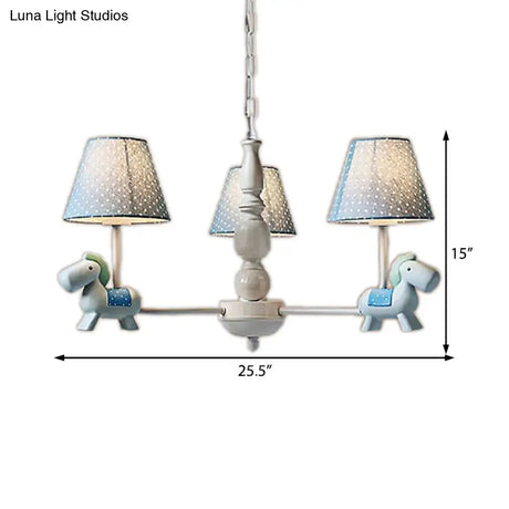 Darling Pony Chandelier: Metal Hanging Light With Dot Shade For Kindergarten Playrooms