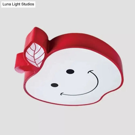 Darling Smiling Apple Ceiling Light For Child’s Bedroom - Acrylic Metal Flush Mount