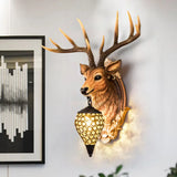 Deer Shaped Wall Mounted Light With Hand-Cut Crystal Shade - Cottage Style Sconce 1 Bulb Orange