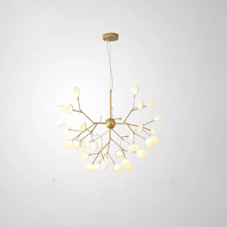 Designer Acrylic Leaf Chandelier Pendant With Gold Finish For Bedroom Ceiling / 35.5’ Branch
