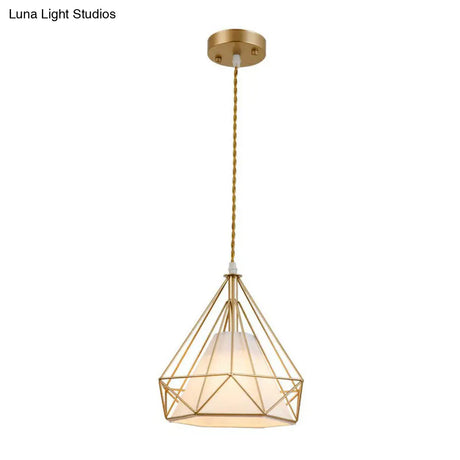 Diamond Cage Iron Pendant Light For Dining Room - Vintage Hanging Fixture