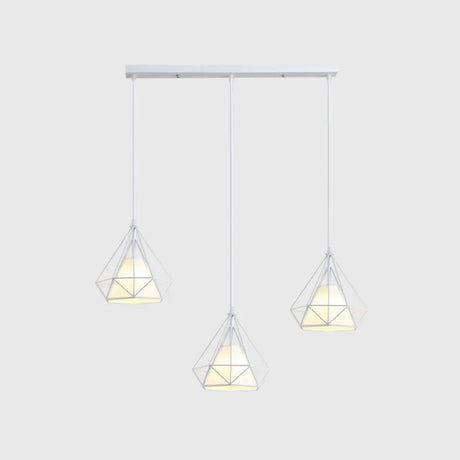 Diamond Cage Multi-Pendant Light With 3 Lights - Creative Industrial Design Perfect For Restaurants