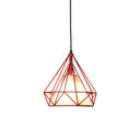 Diamond Loft Ceiling Hang Lamp - 1 Head Iron Pendant Lighting In Black/White/Green With Cone Fabric
