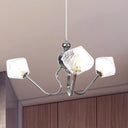 Diamond Pendant Lighting For Farmhouse With Amber/Clear Glass - 3 Lights Chandelier Lamp In