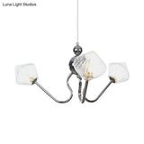 Diamond Pendant Lighting For Farmhouse With Amber/Clear Glass - 3 Lights Chandelier Lamp In