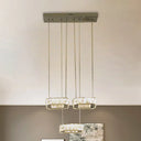 Dining Room Led Pendant Chandelier - Sleek Stainless-Steel Suspension Lamp With Clear Beveled