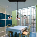 Dining Table Hanging Lights: Dragonfly Linear Fixture With Art Glass Shade (3-Light) White