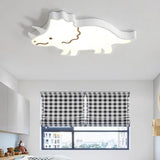 Dinosaur Design Kids Led Flushmount Lighting For Childrens Room - Yellow/White Flush Pendant Light