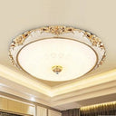 Dome Flush Mount Led Ceiling Light In Modern White Glass - 8’/12’/16’ Wide Gold/Silver Finish